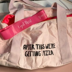 Pink gym bag + workout band bundle